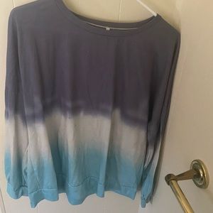 Grey Blue and White Tie Dye Long Sleeve